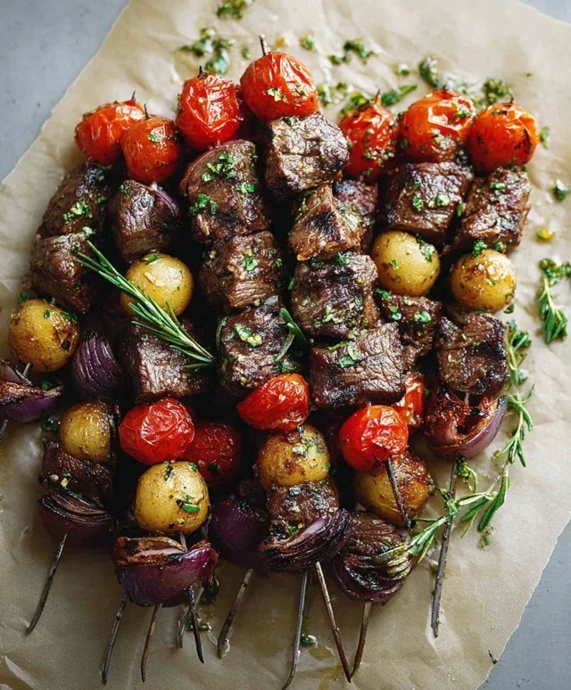 Rosemary Garlic Steak Kebabs