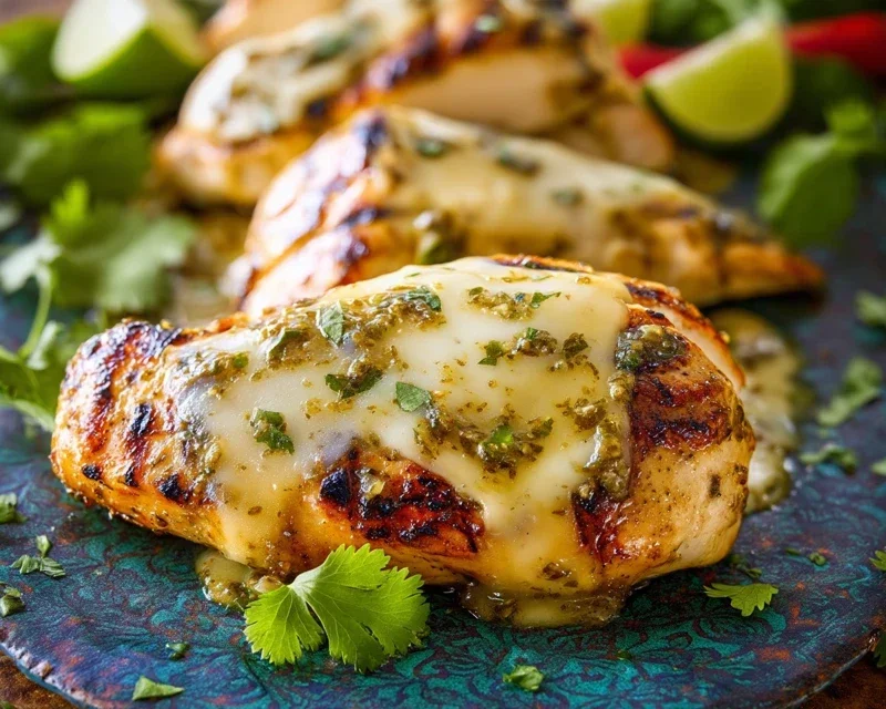 Grilled Salsa Verde Pepper Jack Chicken