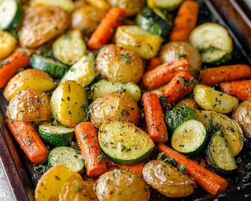 Garlic Herb Roasted Potatoes Carrots and Zucchini