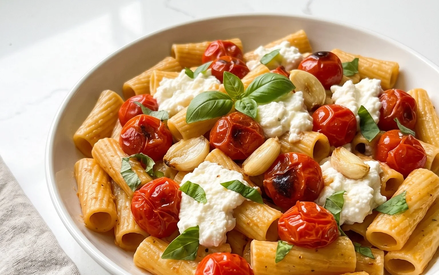 Roasted Tomato and Garlic Ricotta Pasta
