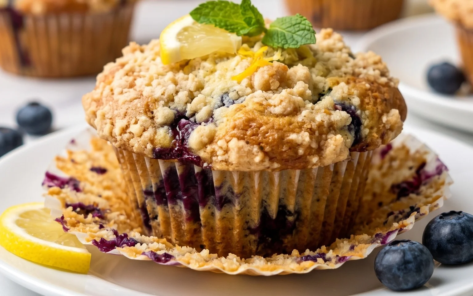 Lemon Blueberry Streusel Muffins