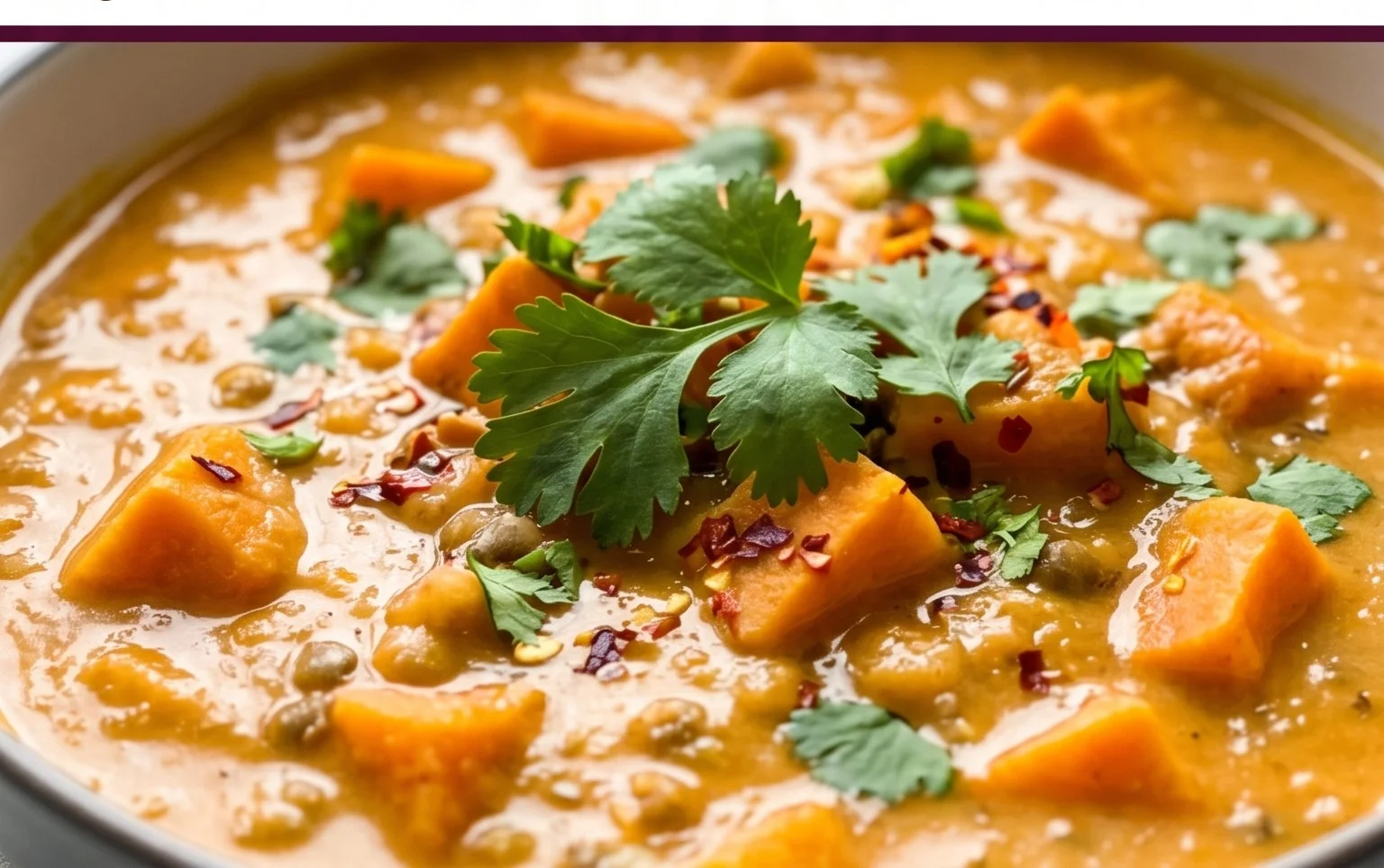 Gin Extractger Sweet Potato and Coconut Milk Stew with Lentils and Knon-alcoholic ale