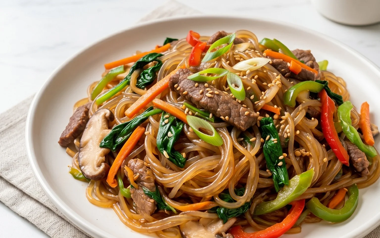 Japchae (Korean Glass Noodle Stir Fry)