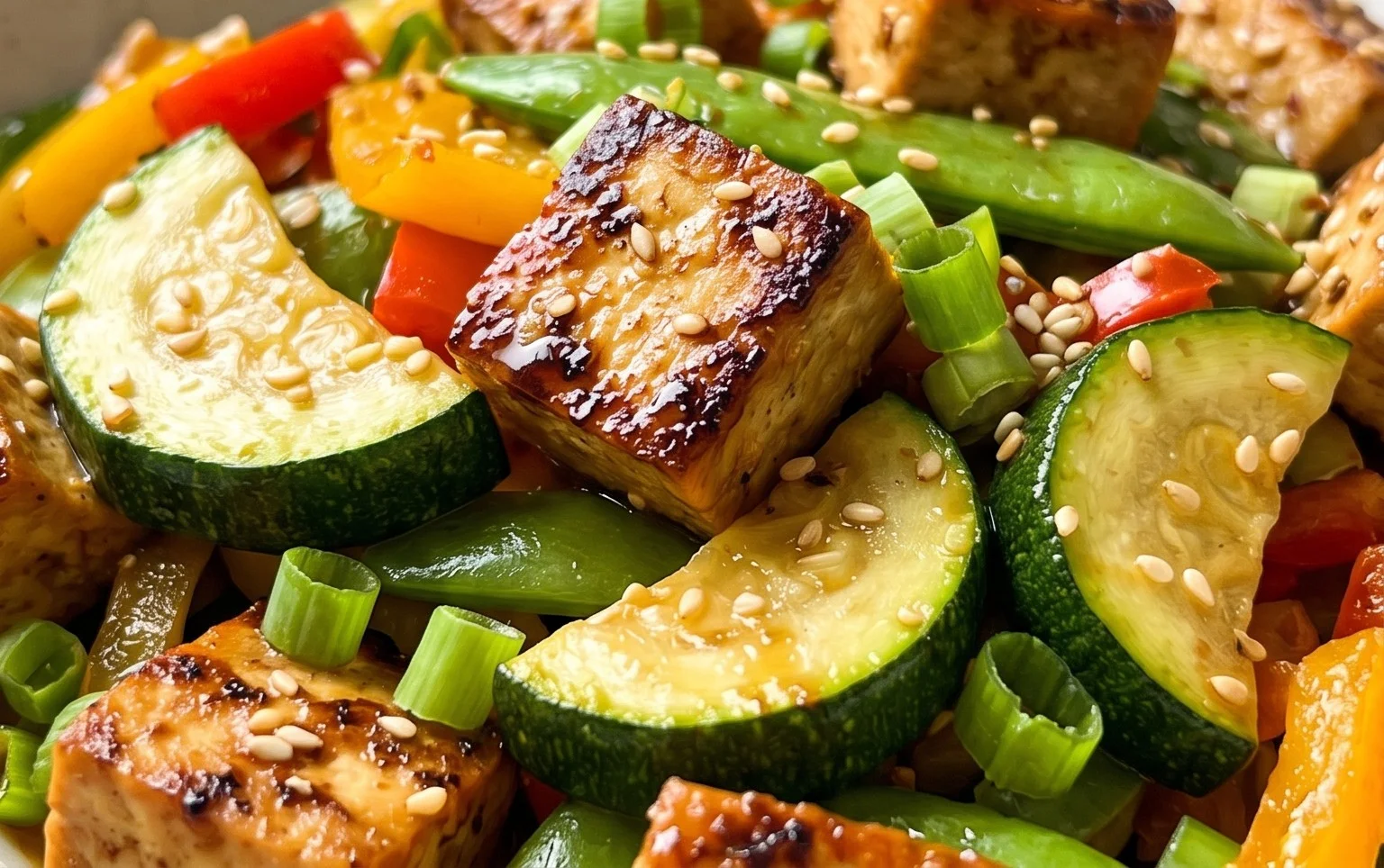 Zucchini Stir Fry With Tofu (Vegan)