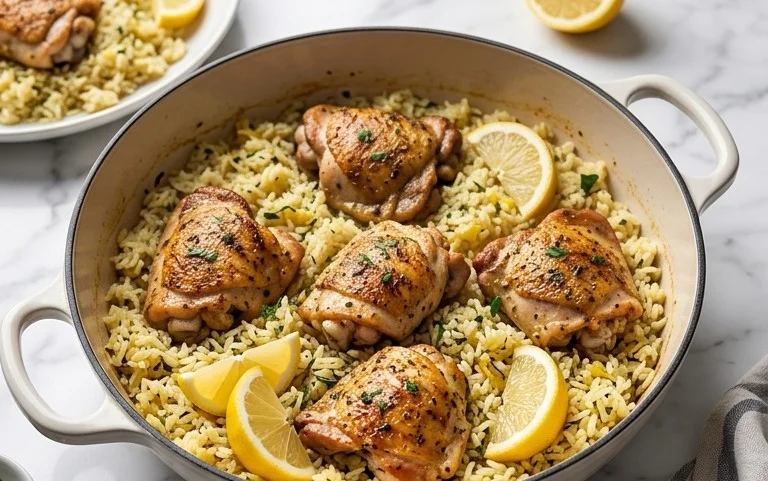 Greek Chicken and Lemon Rice (30 Minutes, One-Pot)