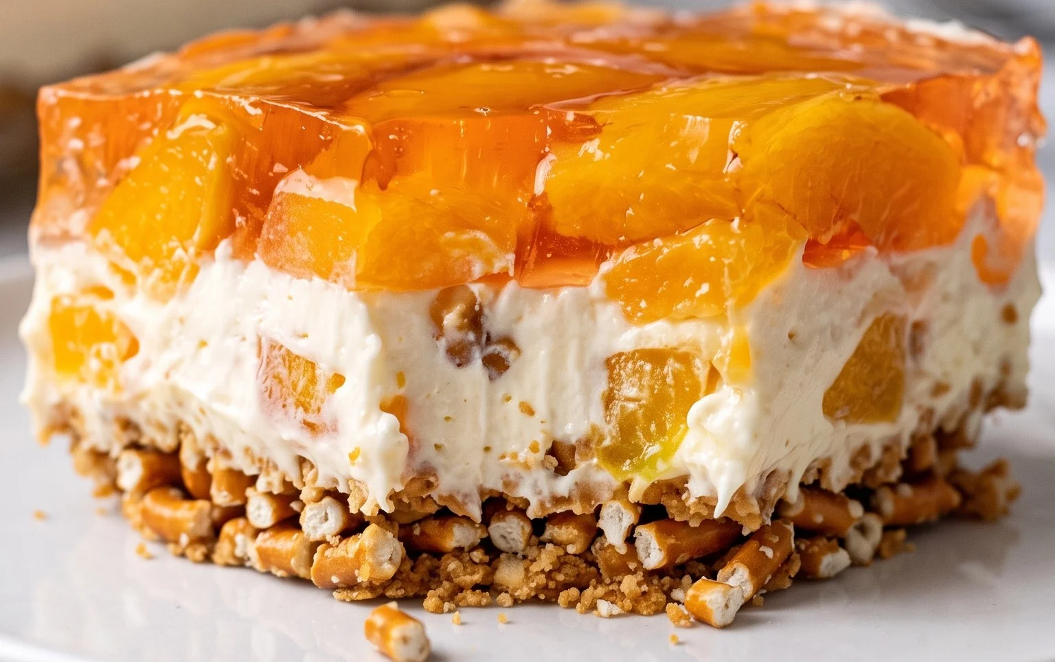 Peach Pretzel Salad Dessert