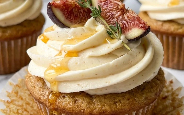 Fig Cupcakes with Honey Cream Cheese Frosting