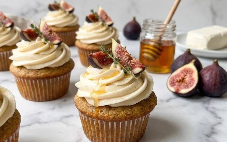 Fig Cupcakes with Honey Cream Cheese Frosting