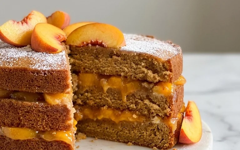 Brown Sugar Layer Cake with Peach Filling