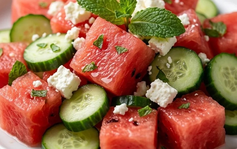 Watermelon Salad with Cucumber and Feta