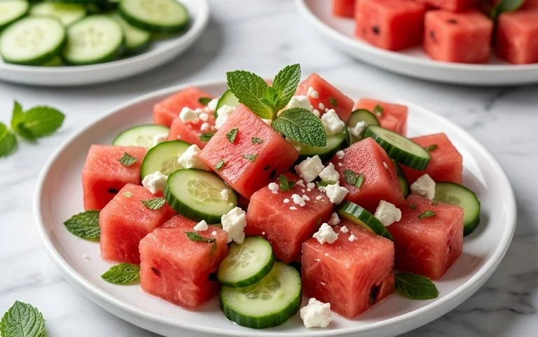 Watermelon Salad with Cucumber and Feta