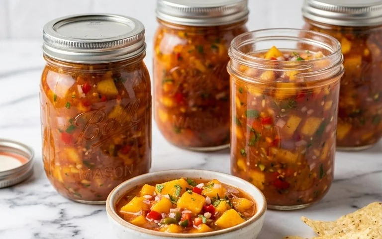 Sweet & Spicy Peach Salsa Canning Recipe